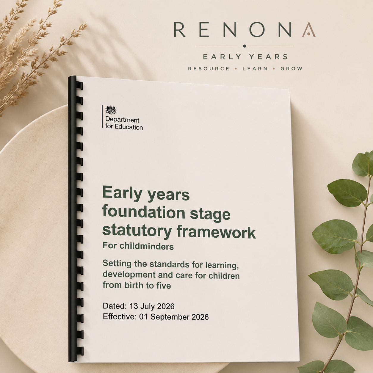 EYFS Statutory Framework 2026 | Printed & Bound | Childminders | Effective September 2026
